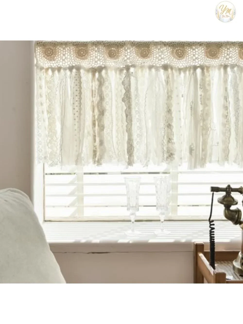 Lace Kitchen Valances Hand Crochet Curtains for Windows Bohemian Cafe Curtains